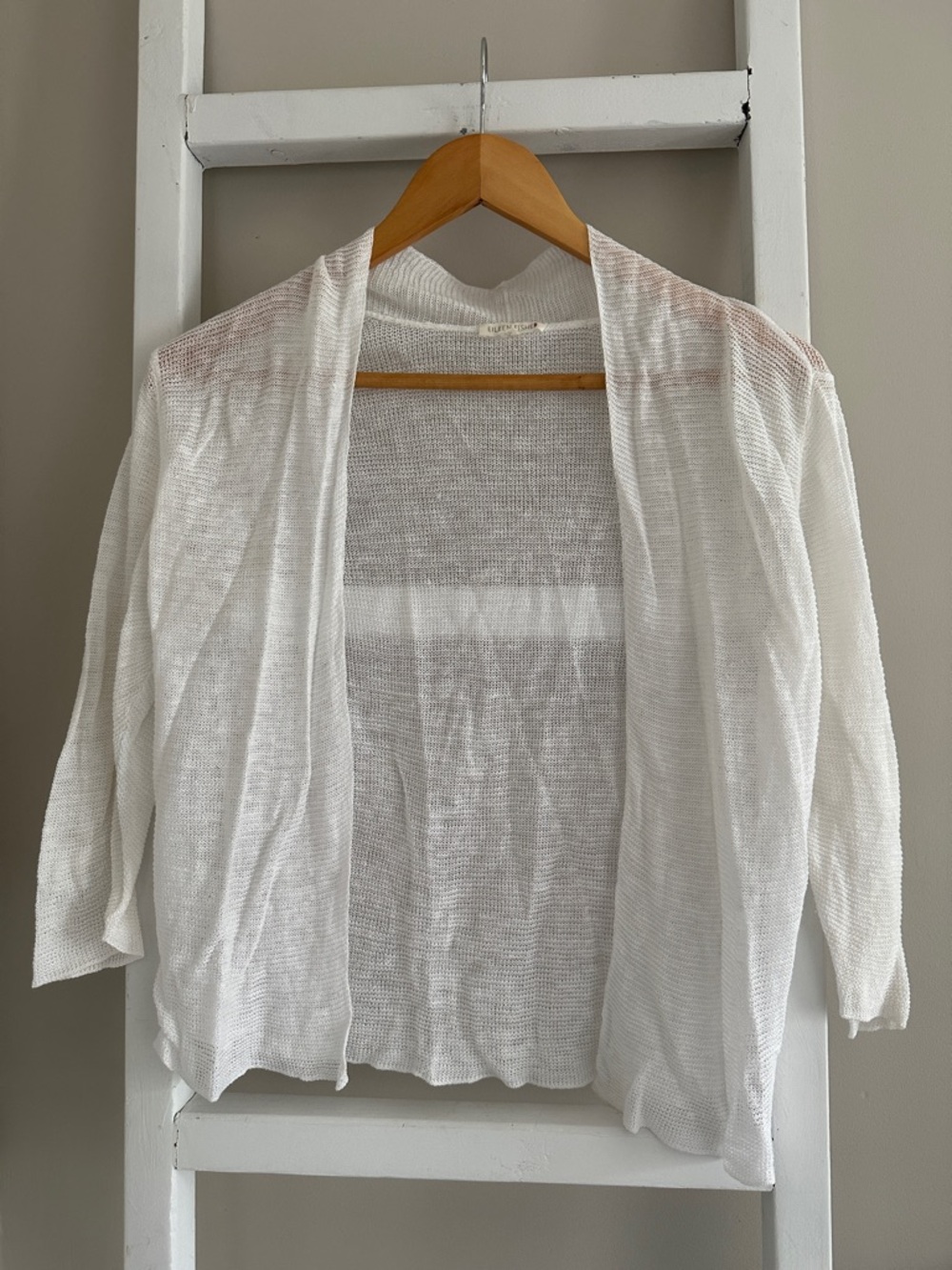 Eileen Fisher 100% Linen Net Knit Style Cardigan
